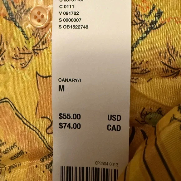 NWT Urban Outfitters Womens Gardenia Souvenir Florida Button Down Shirt Yellow M - Picture 7 of 10